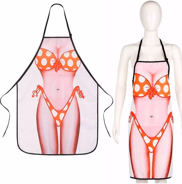 Neel Blue Women's Novelty Kitchen Apron in Red and Multicolour – 1