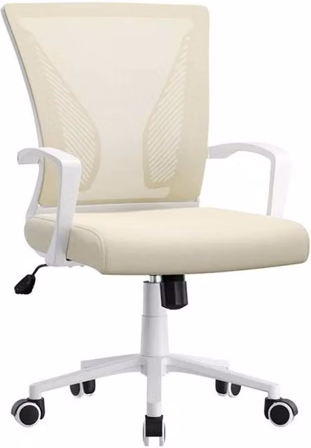 KORVIXA Beige Ergonomic Swivel Office Chair with Armrests and Castors – 1