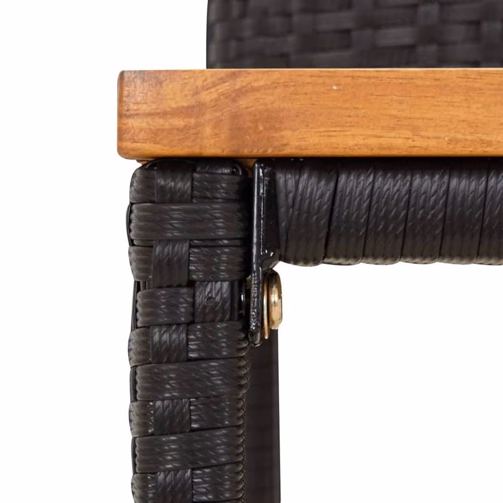 Berkfield Home 3 Piece Modern Garden Bar Set in Black Poly Rattan and Solid Acacia Wood – 3