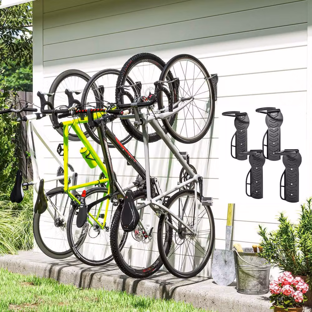 STILVORA Set of 4 Foldable Bike Wall Racks in Black – 3