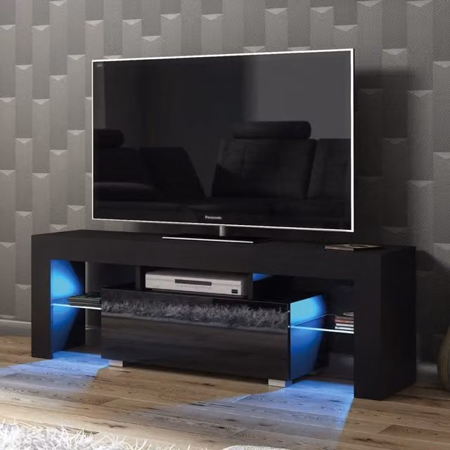 Creative Furniture Floe Modern Black Glossy TV Unit W/D/H: 130 x 35 x 45 cm