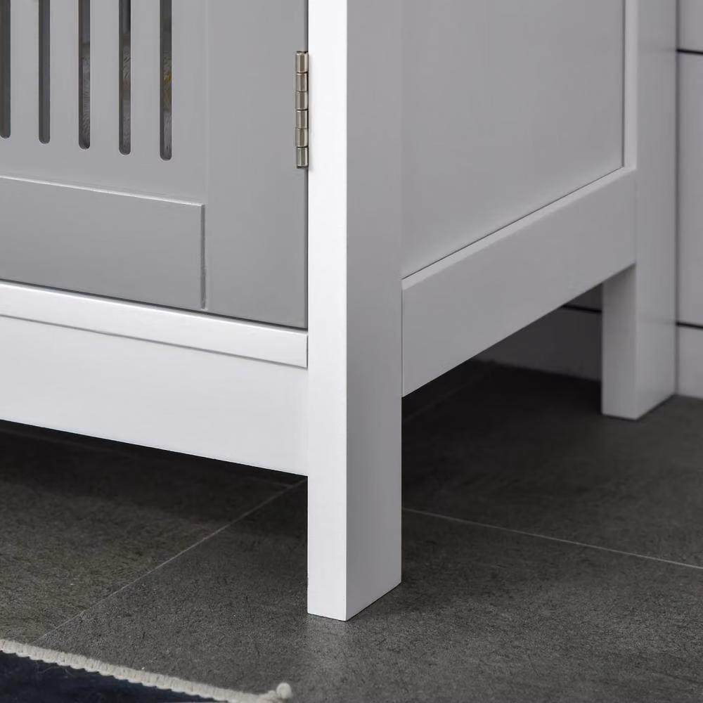 Wyld Haus Nelike Grey and White Under Sink Bathroom Vanity Unit with Double Hinged Doors and Internal Shelves – 6