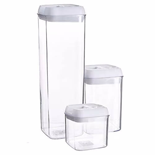 Argon Tableware 3 Piece Airtight Plastic Food Storage Container Set in White