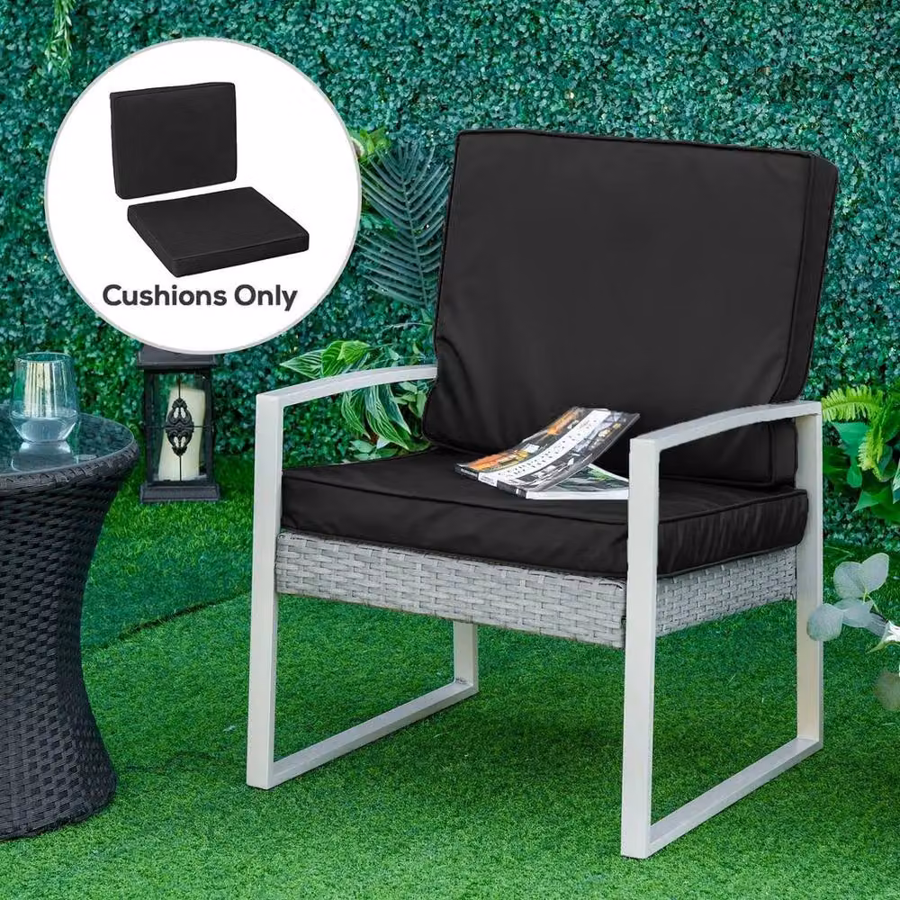 NESTLUNE 2 Piece Seat Cushion and Back Pad Set in Black, W: 120 cm x H: 135 cm – 3