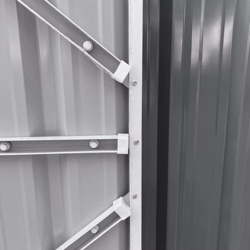 Rolipo Grey Metal Garden Shed with Lockable Door, W: 426.72 cm, D: 243.84 cm, H: 245.0 cm – 9