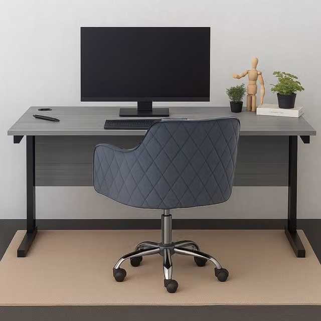 Kosy Koala Modern Grey Computer Desk with Wood and Metal Finish, Width: 140 cm