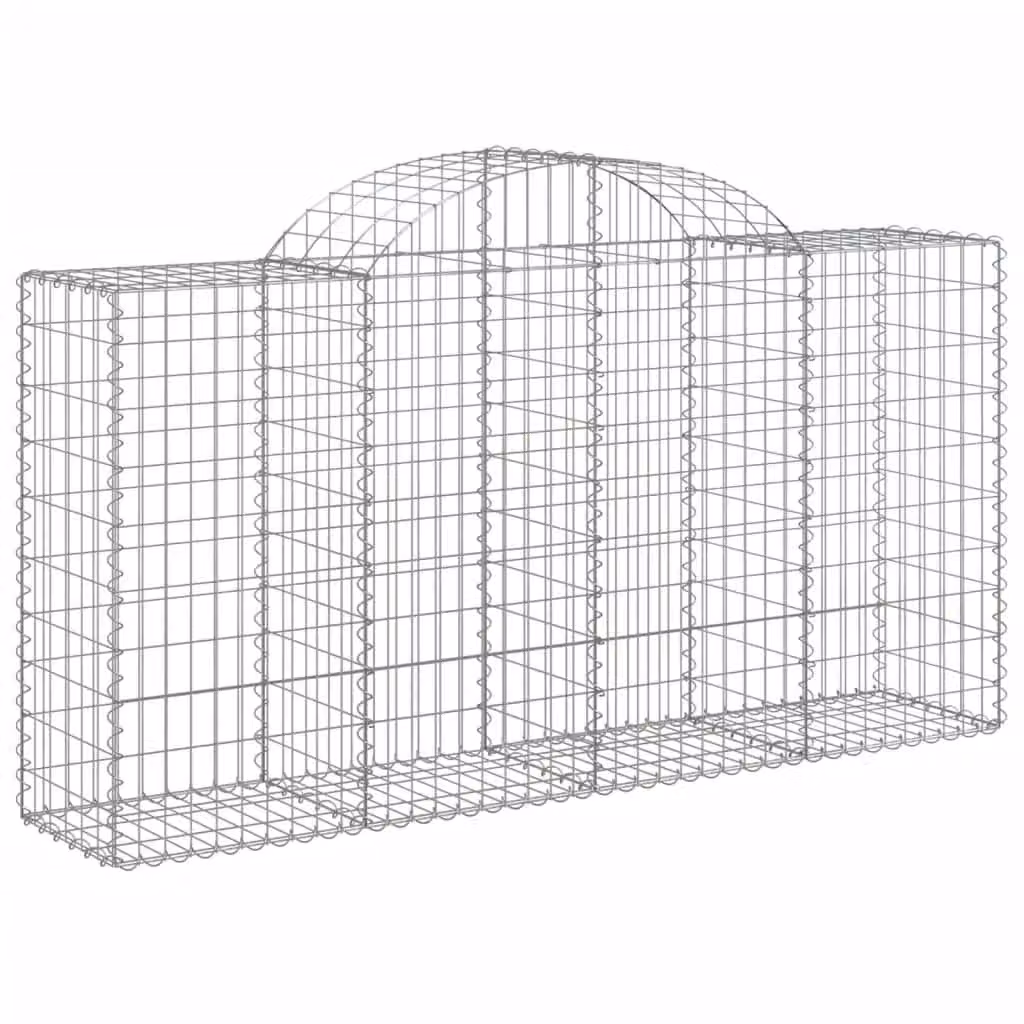 Berkfield Home Arched Gabion Baskets, 3 Piece Set, Silver Galvanised Steel, W/D/H: 200 x 50 x 100/120 cm – 2