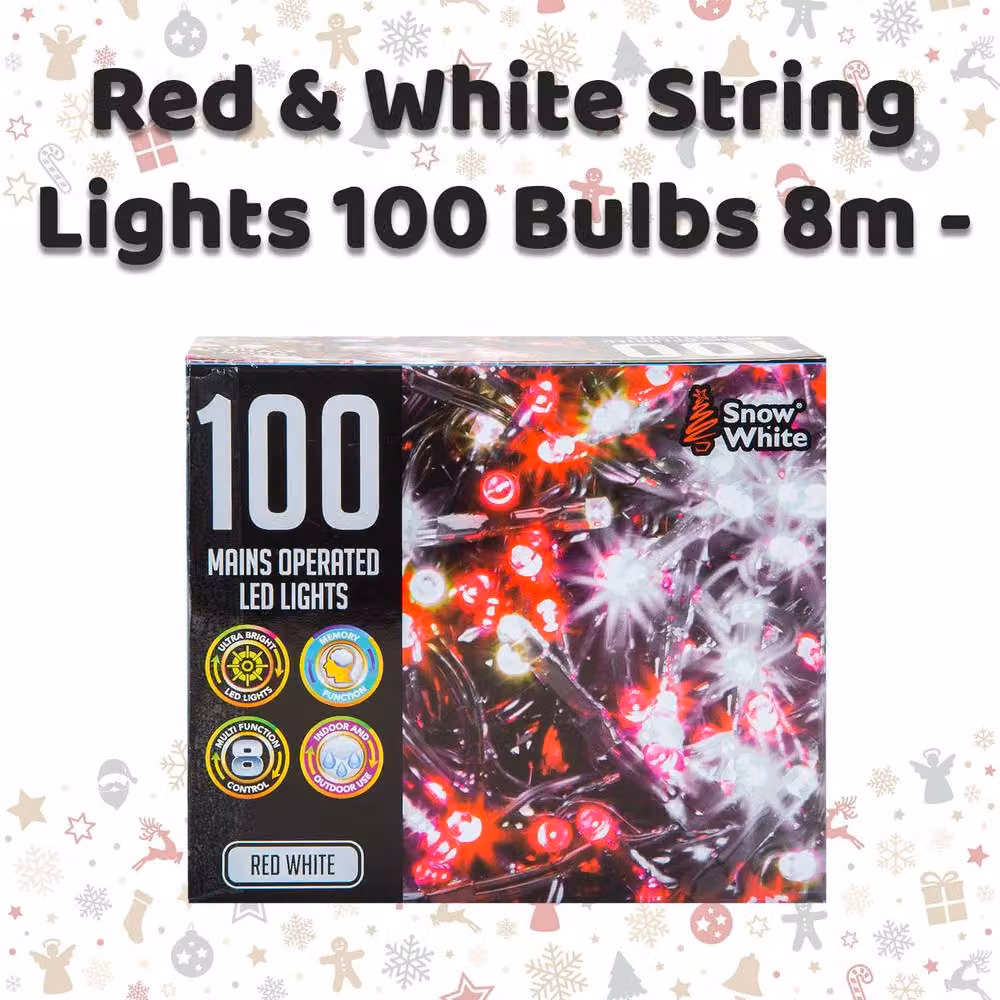 VFM e-Store Christmas Red and White String Lights with 100 Bulbs – 2