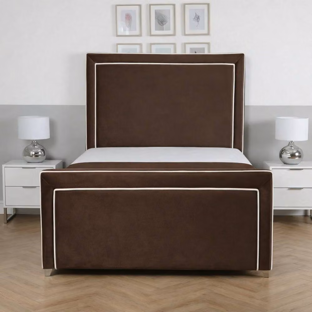 Living Comfort Bedz Verona Upholstered Bed Frame with Slatted Base in Brown, W/D/H: 140 x 200 cm – 2