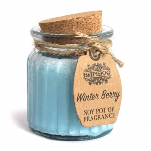 Soy Pot Of Fragrance Winter Berry Glass Jar Candle with Bamboo Lid