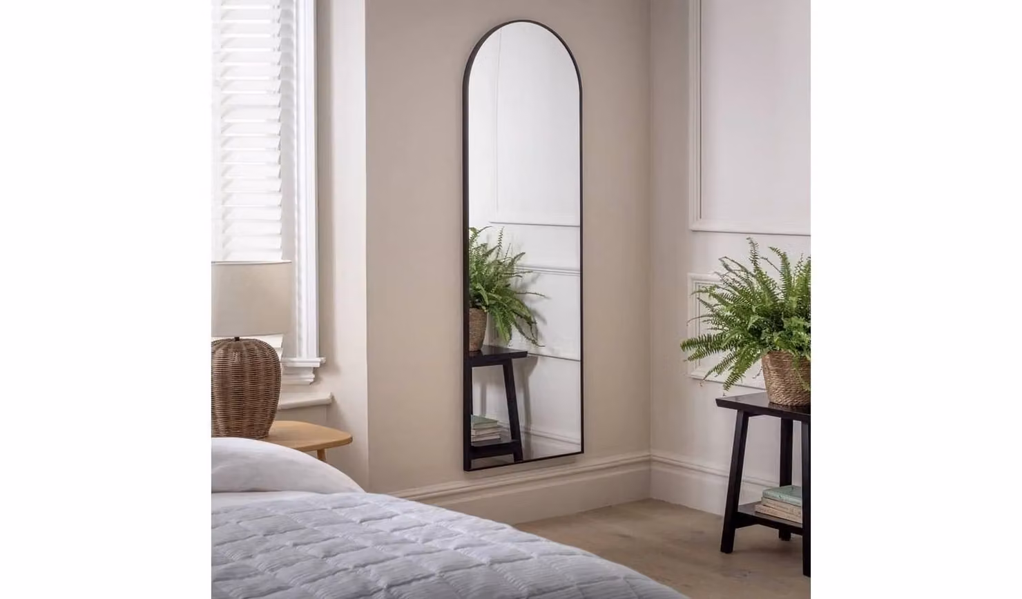 Black Modern Full Length Arch Wall Mirror, H 150 cm x W 50 cm