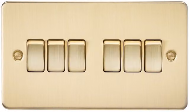 Knightsbridge FP4200BB 2-Way Flush Plate Switch in Brushed Brass