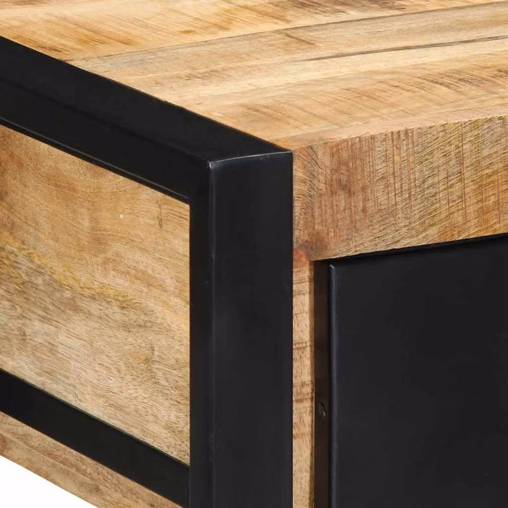 Berkfield Home Rustic Mango Wood Console Table, Brown, W: 100 cm, D: 35 cm, H: 75 cm – 3