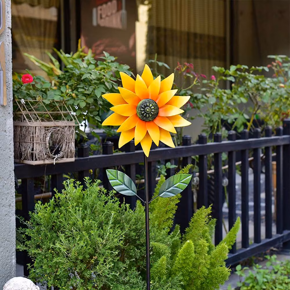 Quipulse Style 1 Simulated Sunflower Rotating Windmill Ornament in Yellow and Multicolour Metal – 3