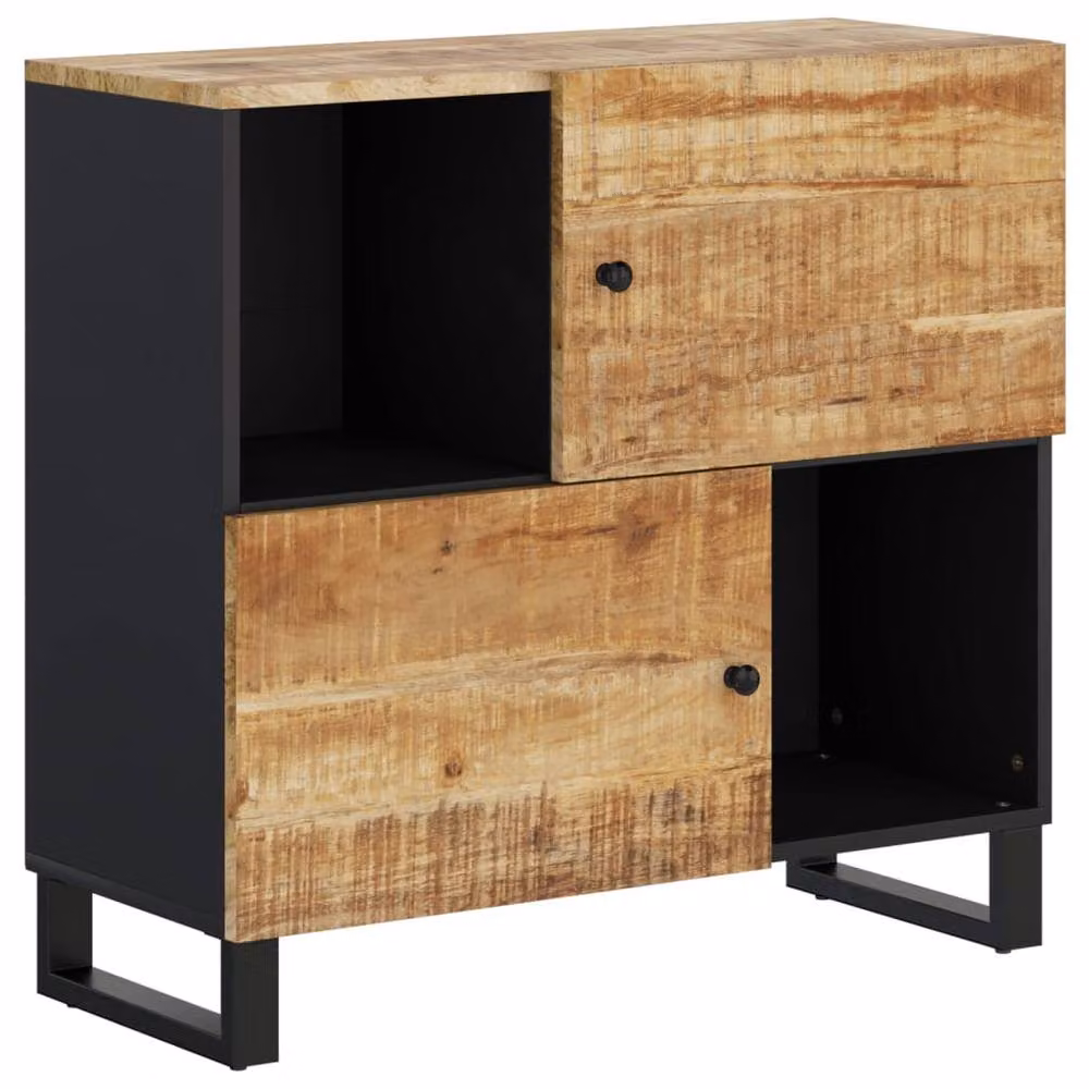 Berkfield Home Solid Mango Wood Sideboard in Brown with 2 Doors, W/D/H: 80 x 33 x 75 cm – 2