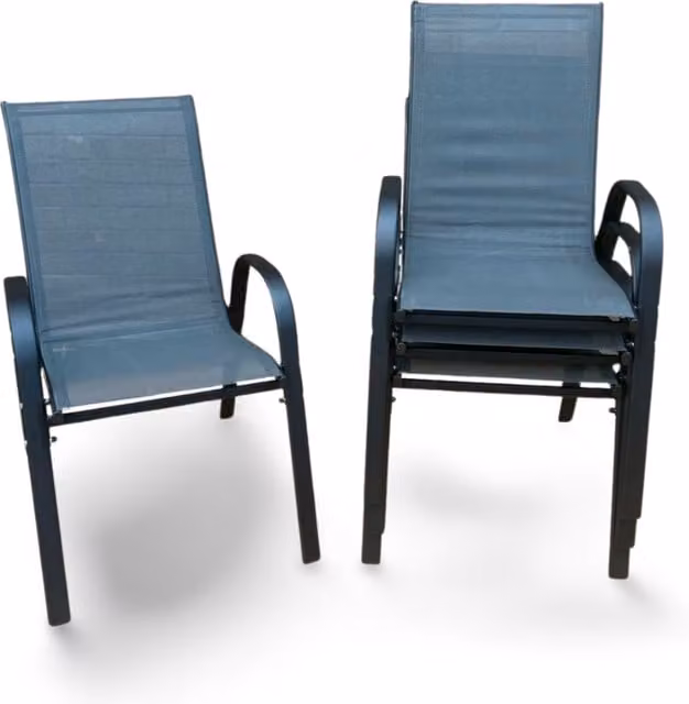 Madefor.living Grey Textilene Stackable Outdoor Garden Chairs with Armrests
