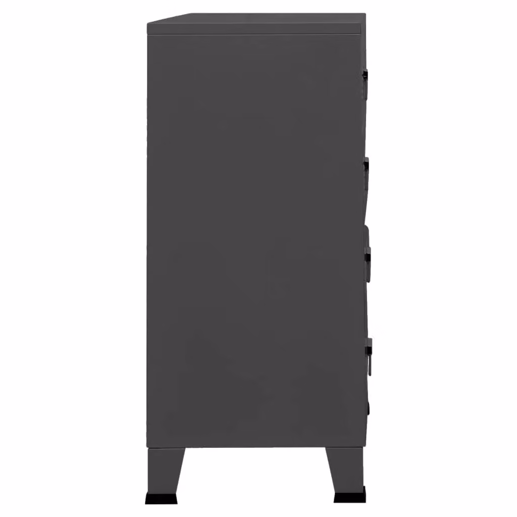 Berkfield Home Industrial Metal Drawer Cabinet in Anthracite and Black, W/D/H: 78 x 40 x 93 cm – 3