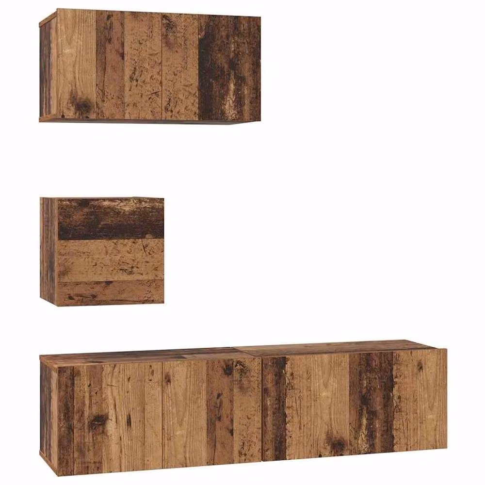 Berkfield Home 4-Piece TV Unit Set in Old Wood Brown, W/D/H: 60 x 30 x 30 cm – 3