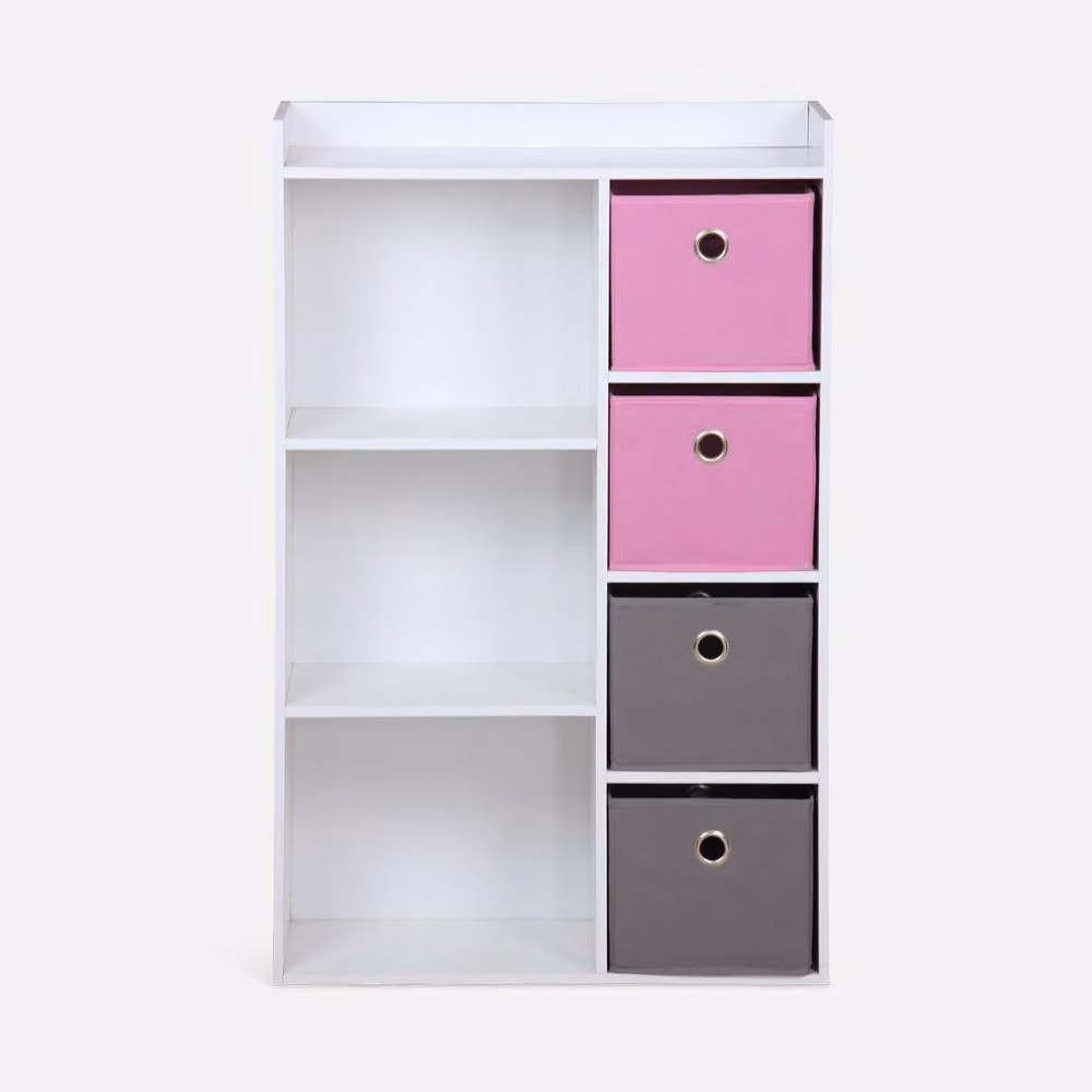 sweeek Scandinavian Style Storage Unit with 4 Baskets in Pink, W/D/H: 96 x 29.5 x 159 cm – 2