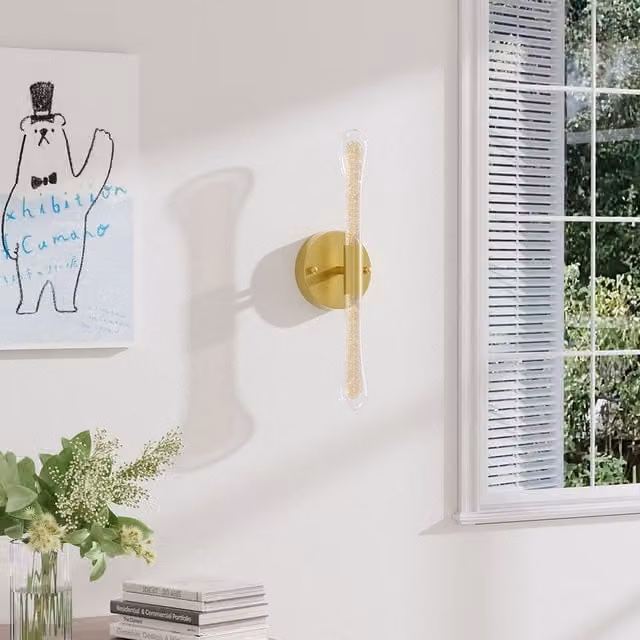 Living Star Modern LED Crystal Wall Sconce Light in Gold and Transparent