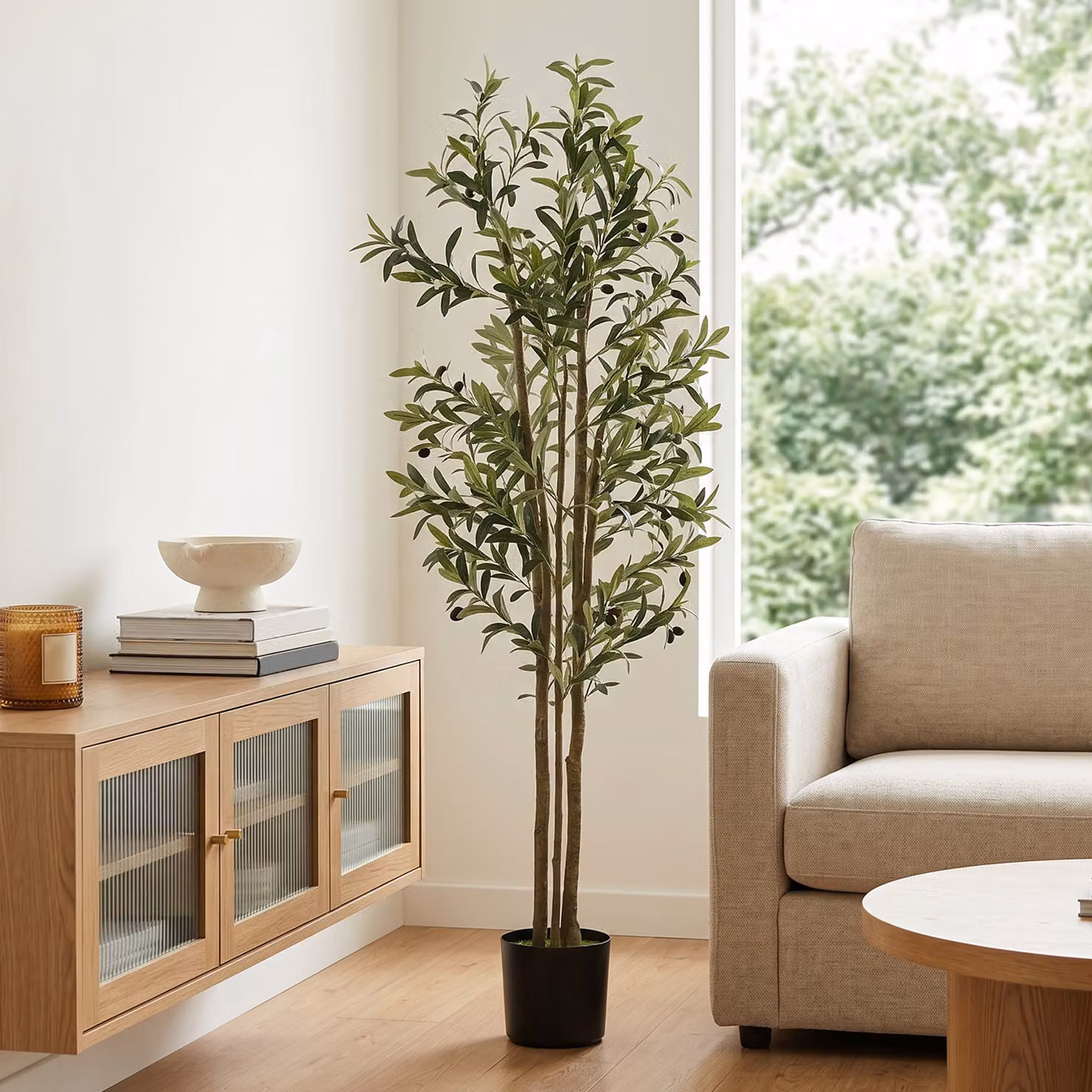 HOMCOM 175 cm Green Artificial Olive Tree with 787 Leaves and Adjustable Branches – 5