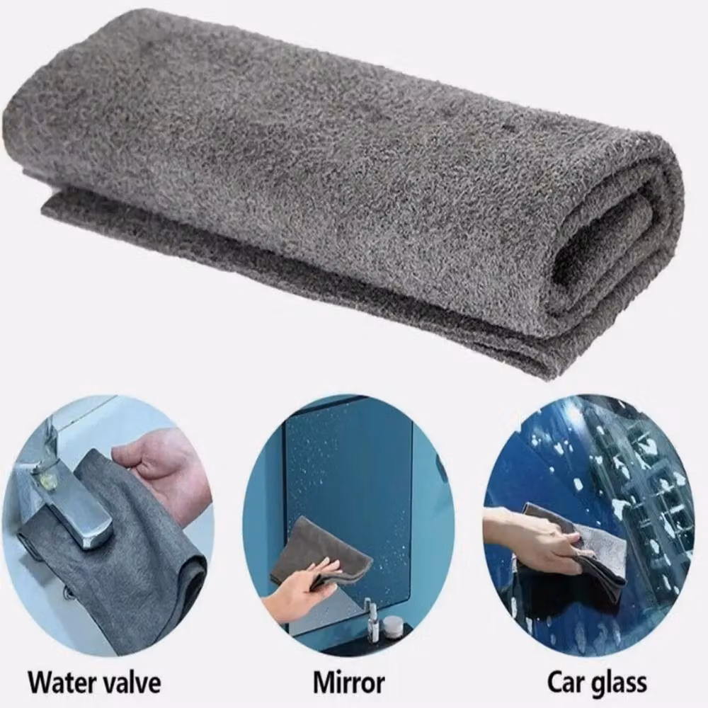 VOGREX 5-Piece Highly Absorbent Microfibre Glass Cleaning and Dish Cloths in Grey – 3