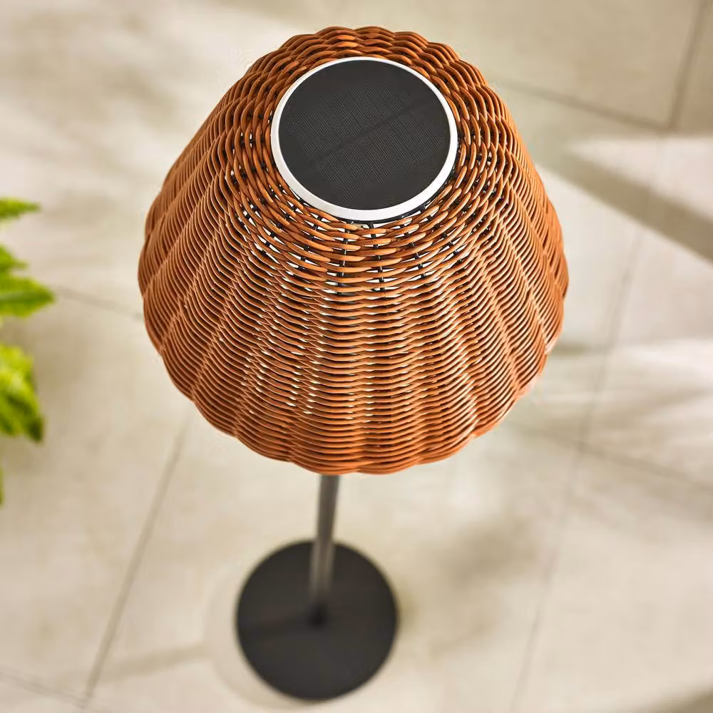 FurnitureboxUK Sundara Rattan Solar LED Outdoor Floor Light in Black with Remote Control and Dimmer, H: 150 cm, W: 34 cm, D: 34 cm – 2