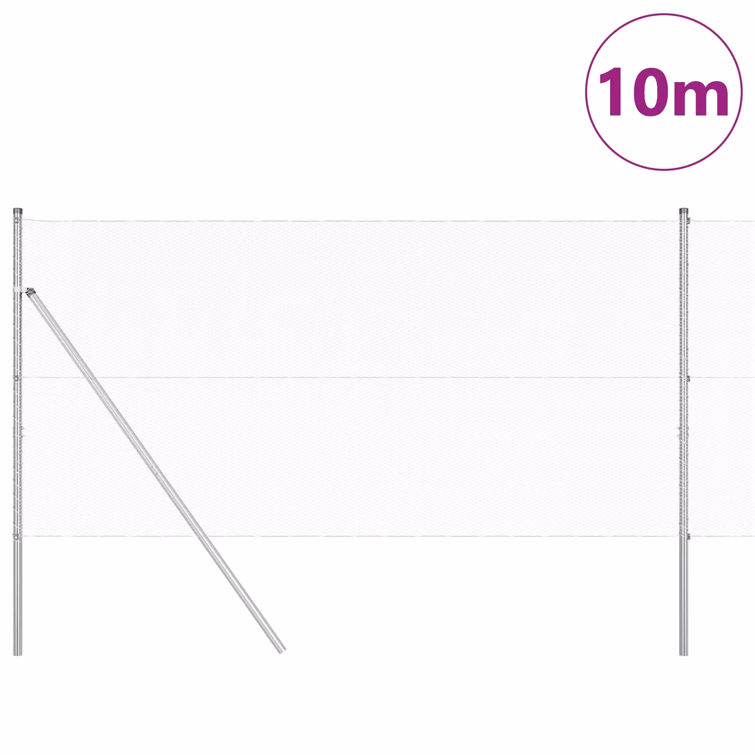 Berkfield Home Hexagon Fence in Silver Galvanised Steel, H: 140 cm, W: 10 m – 2