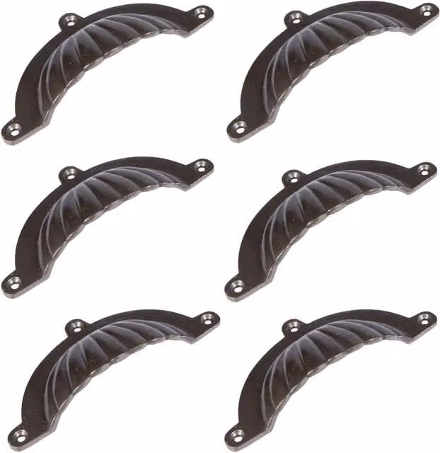 Hammer and Tongs Fluted Iron Cabinet Drawer Pulls in Grey, Pack of 6, W: 13 cm, H: 6 cm – 5