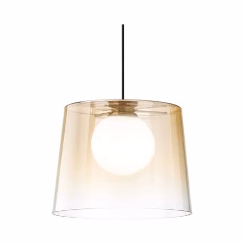Netlighting Fade Dome Pendant Ceiling Light with Amber Yellow Glass Shade – 1