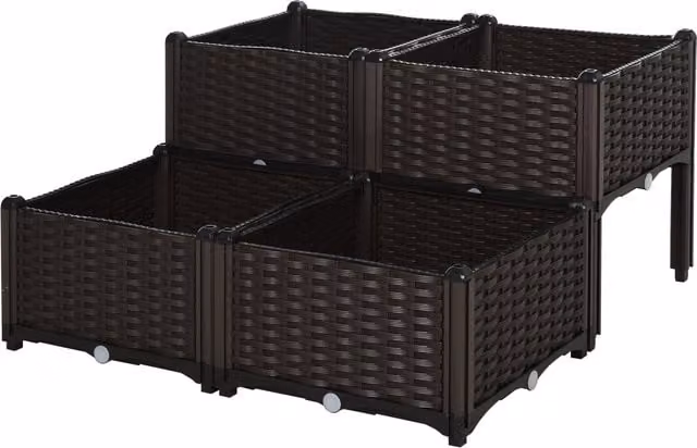Outsunny Black Elevated Raised Garden Bed for Vegetables, Herbs and Flowers, Plastic WPC, W/D/H: 44 x 40 x 40 cm – 1
