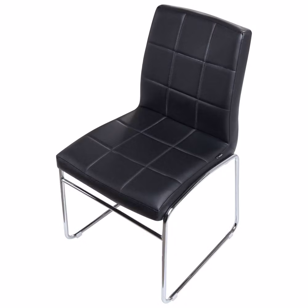 Wyld and Coco Set of 2 Black Faux Leather Conference Chairs with Chrome Cantilever Legs – 4