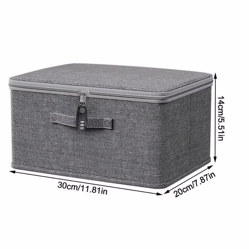 FLAVORA S Foldable and Stackable Canvas Storage Boxes with Handles in Grey, W/D/H: 30 x 20 x 14 cm – 4