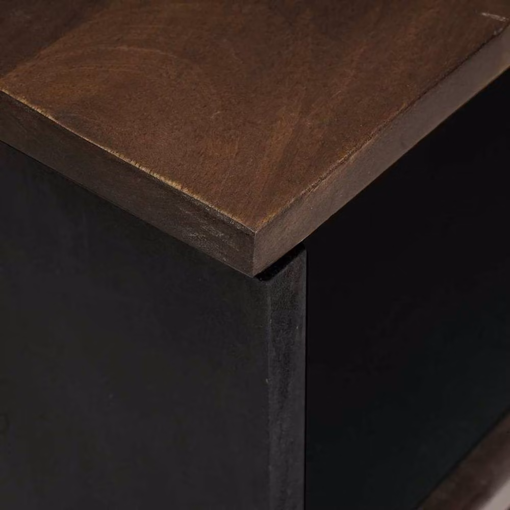 Berkfield Home Modern Bedside Cabinet in Walnut Brown and Black, W/D/H: 50 x 33 x 60 cm – 4
