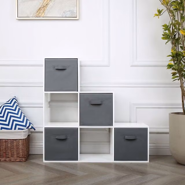 Home Garden Direct Jane 6 Box Ladder Storage Shelf with Baskets in White