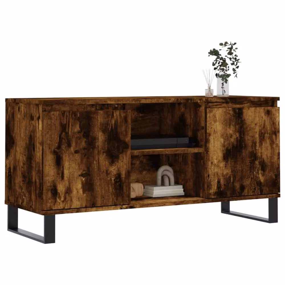 Berkfield Home Smoked Oak TV Cabinet in Brown, W/D/H: 104 x 35 x 50 cm – 3