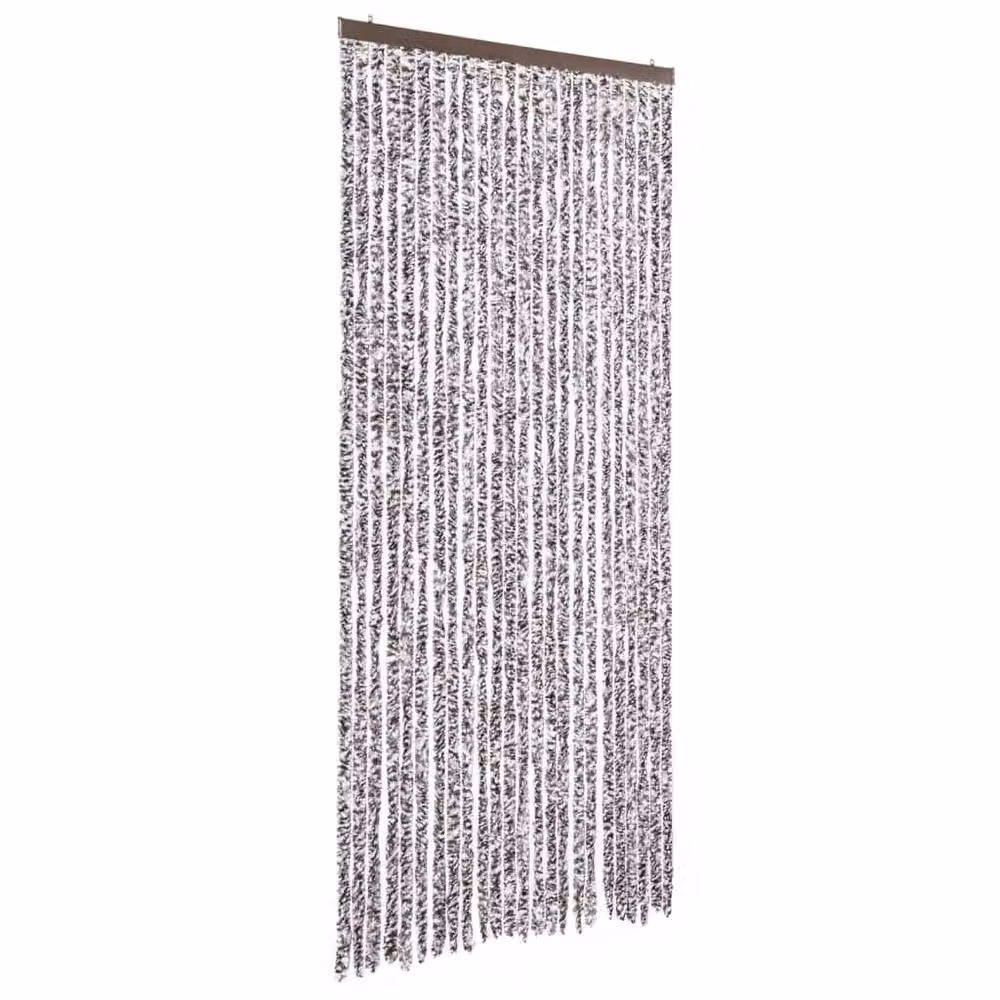 Berkfield Home Chenille Soft Fly Curtain in Brown and Beige, W: 100 cm, H: 200 cm – 3
