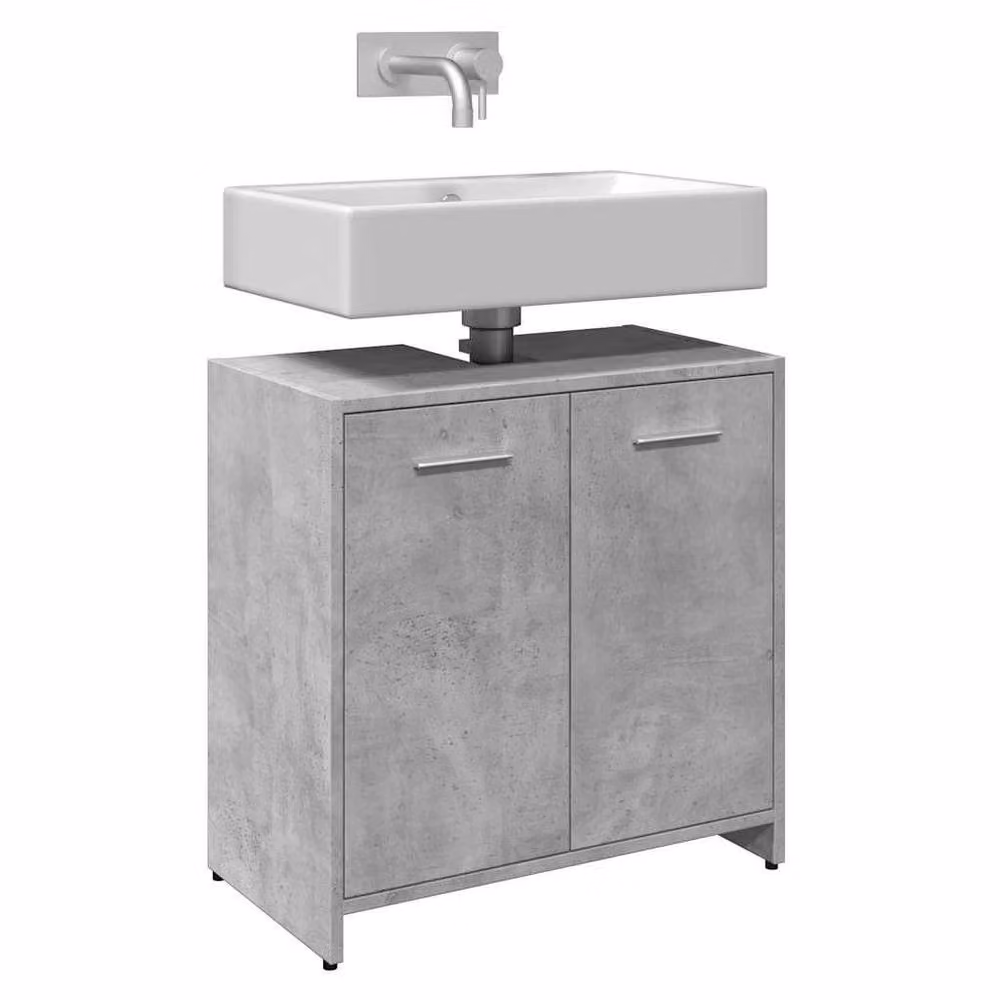 Berkfield Home Comfortable Freestanding Bathroom Sink Cabinet in Concrete Grey, W/D/H: 60 x 33 x 60 cm – 2