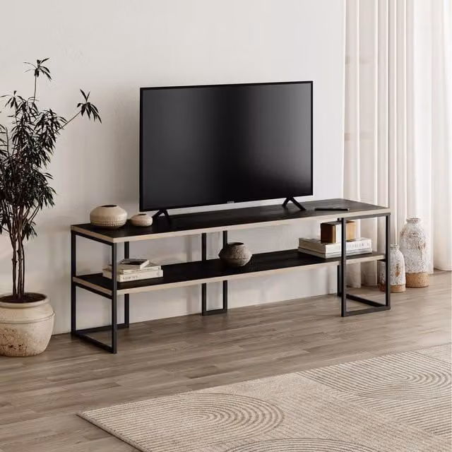 HOCUS PICUS Modern TV Unit in Black Wood and Metal for Living Rooms or Home Offices – 1