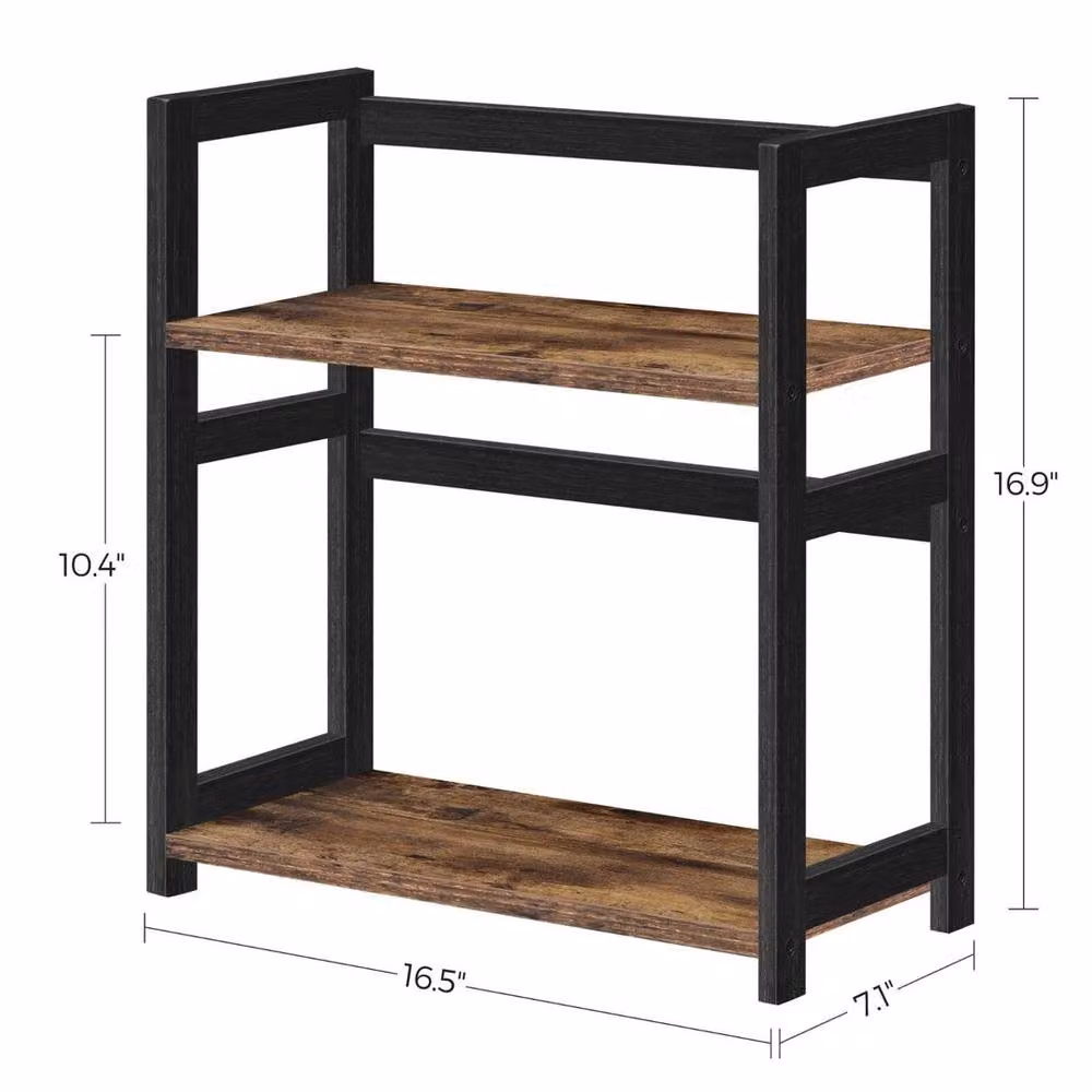 KORVIXA 2 Tier Rustic Brown Spice Rack and Storage Unit – 2