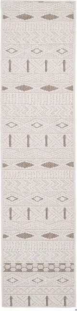 The Rug House Scandi Looped Pile Area Rug in White and Beige, W: 60 cm, L: 240 cm