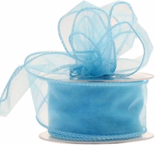 KDMD Baby Blue Wired Chiffon Ribbon 2 Pack, Width: 50 mm, Length: 20 m per roll