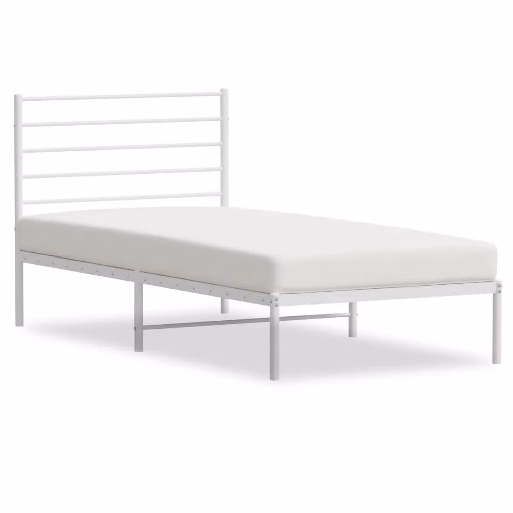 Berkfield Home Metal Bed Frame with Headboard in White, W/D/H: 75 x 190 cm Small Single – 2
