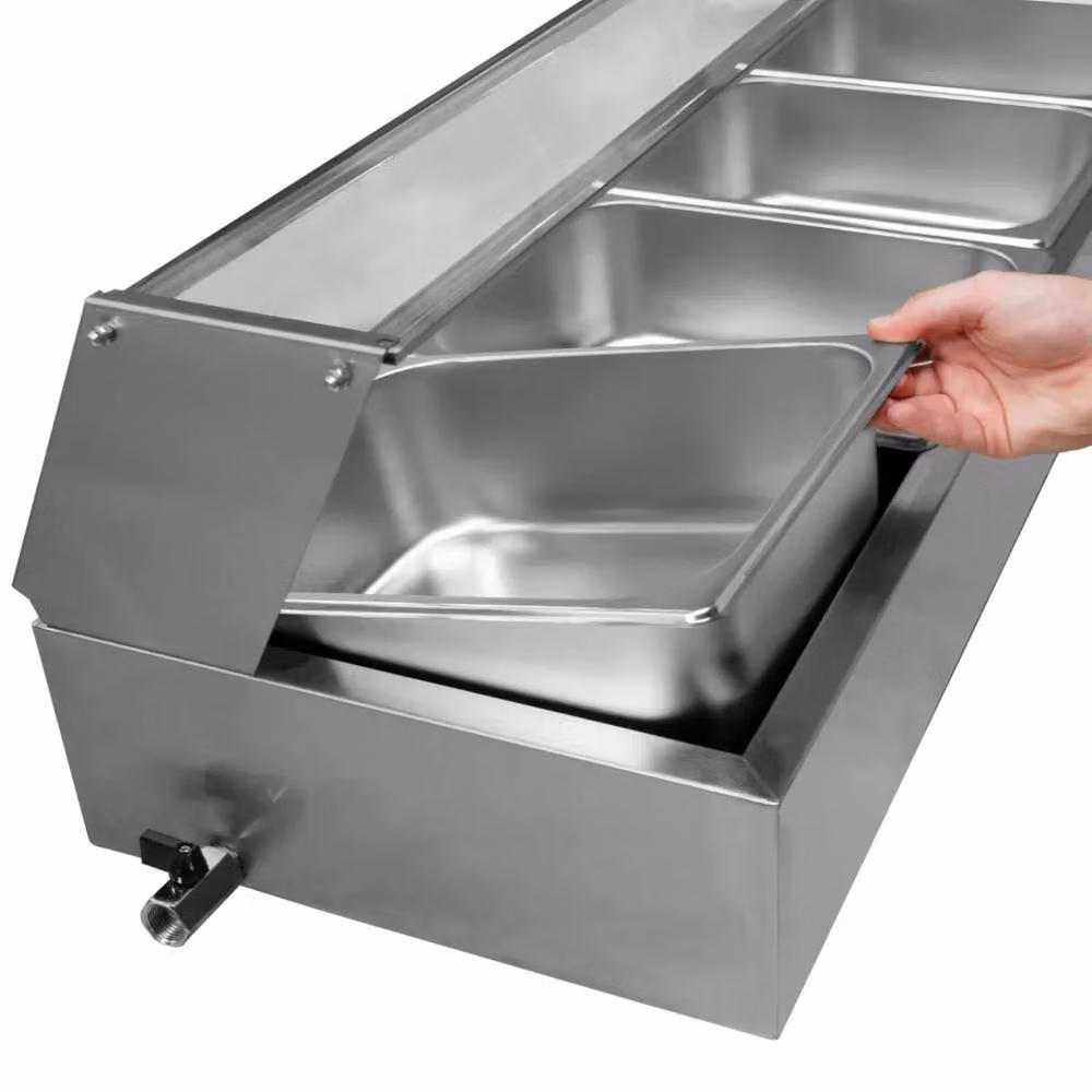 KuKoo 5 Pan Wet Well Bain Marie in Silver Stainless Steel and Glass – 2