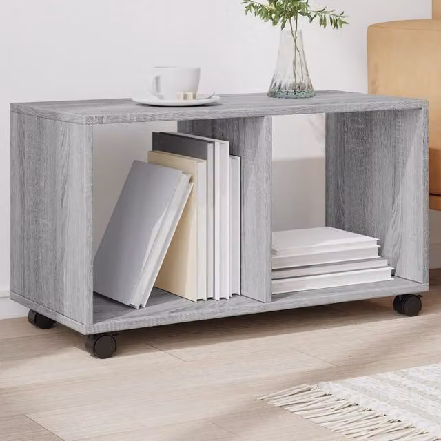 Berkfield Home vidaXL Rolling Cabinet in Grey Sonoma, W/D/H: 72 x 33 x 42.5 cm