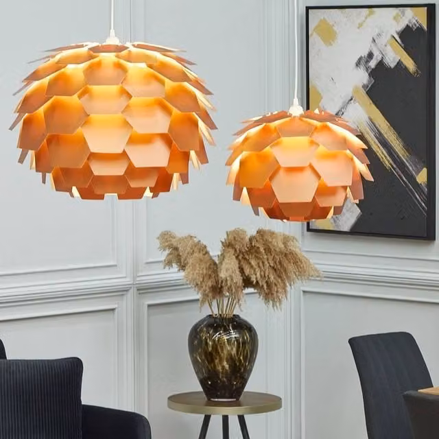 Wyld and Coco Copper Pine Cone Pendant Lamp with Globe Shade