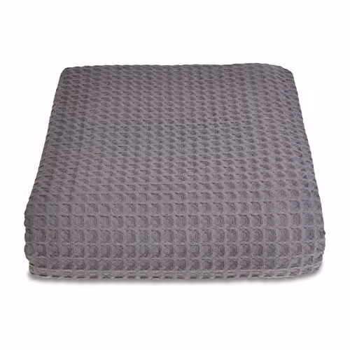 Allure Bath Fashions Luxury Waffle Cotton Blanket in Grey, W/D/H: 250 x 260 cm – 1