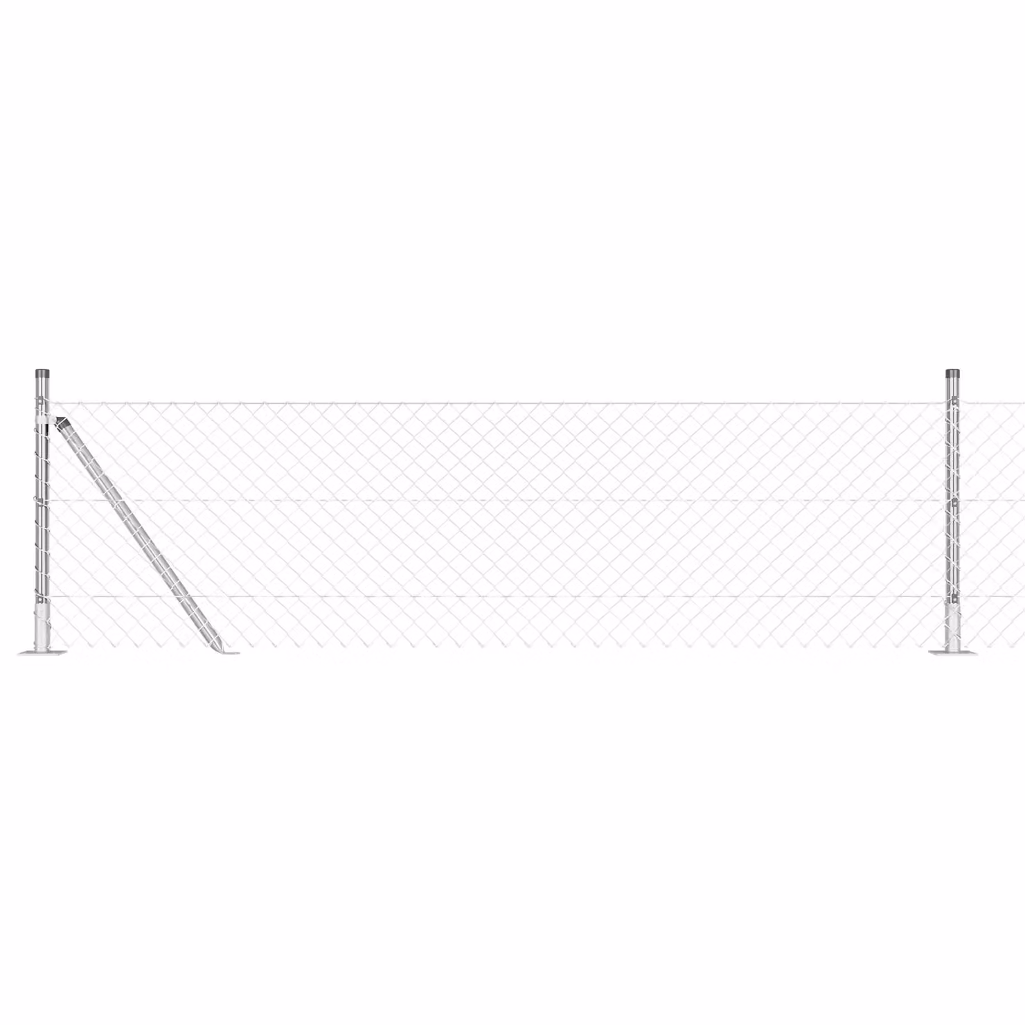 Berkfield Home Galvanised Steel Chain Link Fence in Silver with 13 Flanged Posts, W: 25 m, H: 0.4 m – 2