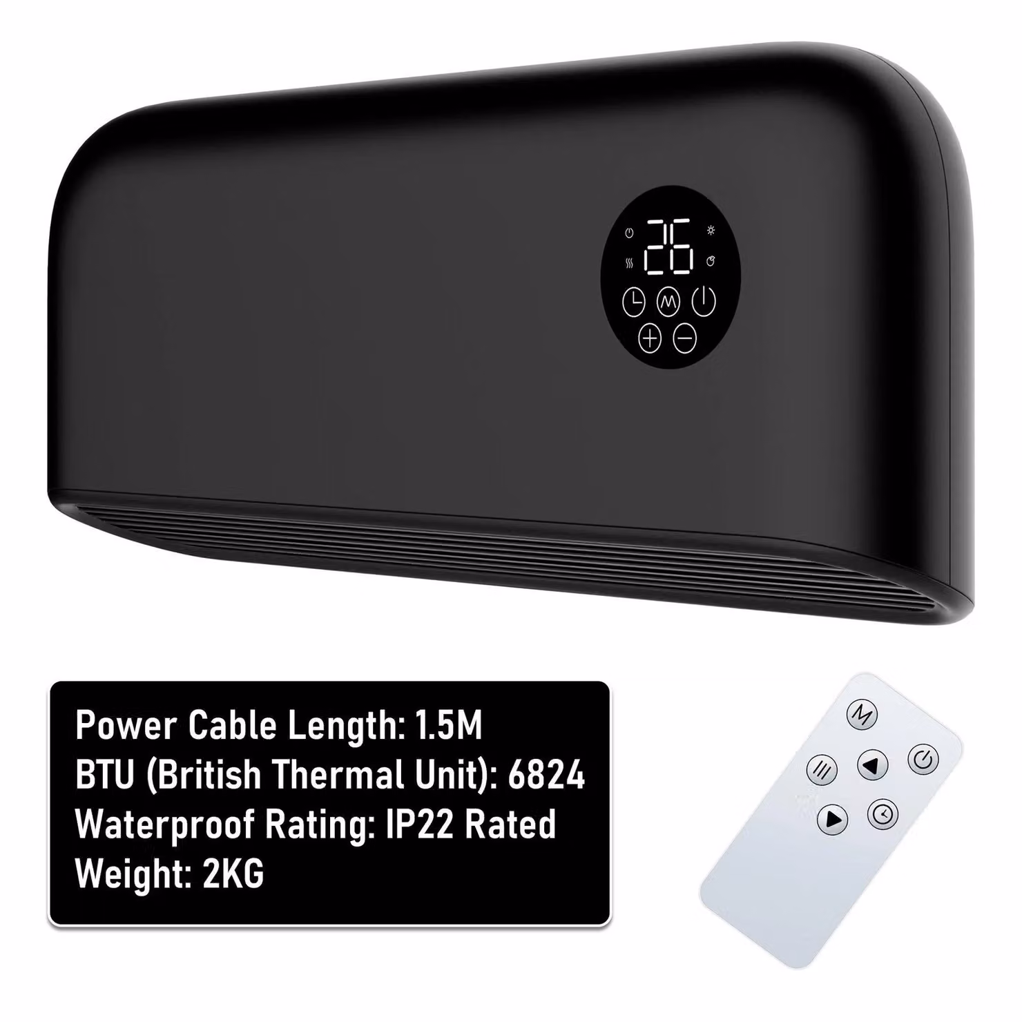 MYLEK 2kW Digital Electric Ceramic Over Door Fan Heater Air Curtain in Black – 2