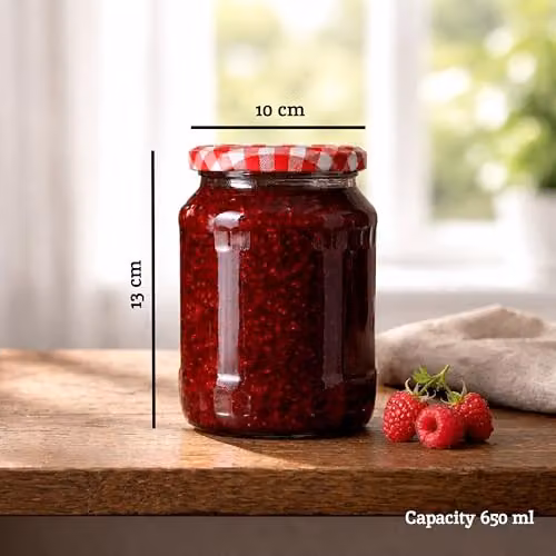 Orsina Clear Glass Airtight Storage Jar with Red Gingham Lid, 630ml – 4